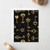 Seamless Pattern with Golden Keys Mitteilungskarte (Vorderseite/Rückseite Beispiel)