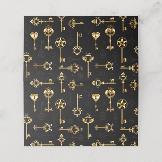 Seamless Pattern with Golden Keys Platzkarte (Außenseite Aufgefaltet)