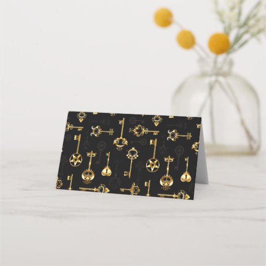 Seamless Pattern with Golden Keys Platzkarte (Rückseite)
