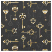 Seamless Pattern with Golden Keys Stoff (Nahaufnahme)