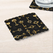 Seamless Pattern with Golden Keys Untersetzer (angewinkelt)