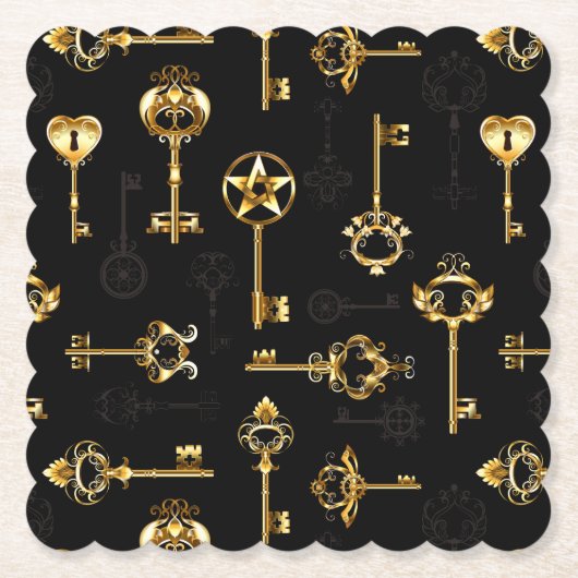 Seamless Pattern with Golden Keys Untersetzer (Vorderseite)