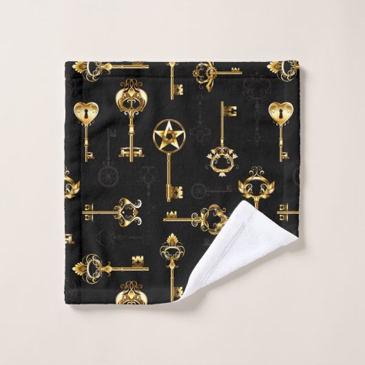 Seamless Pattern with Golden Keys Waschlappen (Waschlappen)