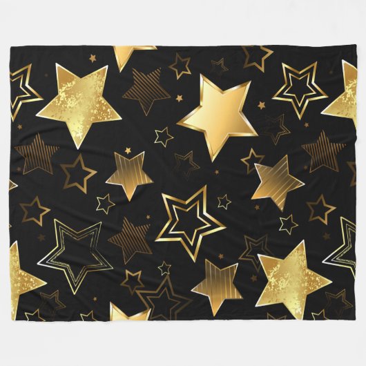 Seamless pattern with Golden Stars Fleecedecke (Vorderseite (Horizontal))