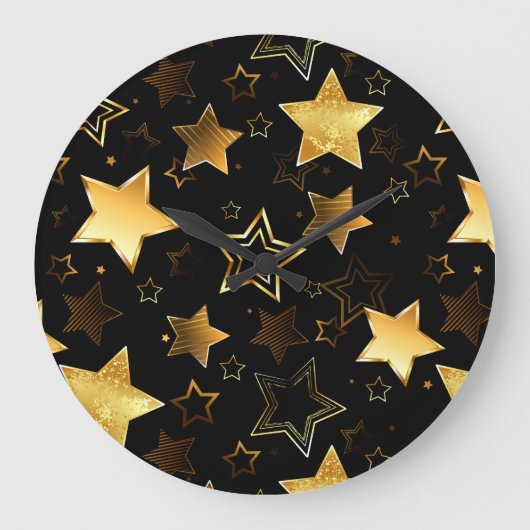 Seamless pattern with Golden Stars Große Wanduhr (Vorderseite)