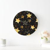 Seamless pattern with Golden Stars Große Wanduhr (Zuhause)