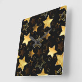 Seamless pattern with Golden Stars Quadratische Wanduhr (Winkel)
