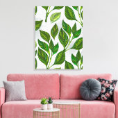 Seamless Pattern with Green Tea Leaves Leinwanddruck (Insitu (Wohnzimmer))