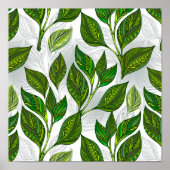 Seamless Pattern with Green Tea Leaves Poster (Vorne)