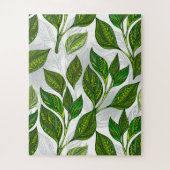 Seamless Pattern with Green Tea Leaves Puzzle (Vertikal)
