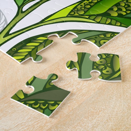 Seamless Pattern with Green Tea Leaves Puzzle (Seite)