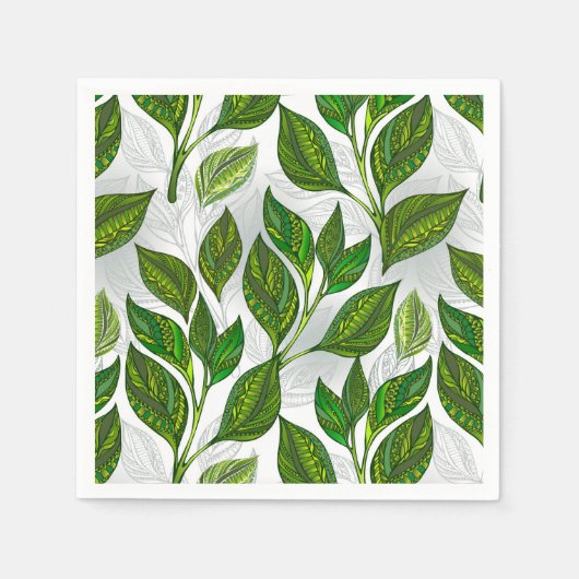 Seamless Pattern with Green Tea Leaves Serviette (Vorderseite)