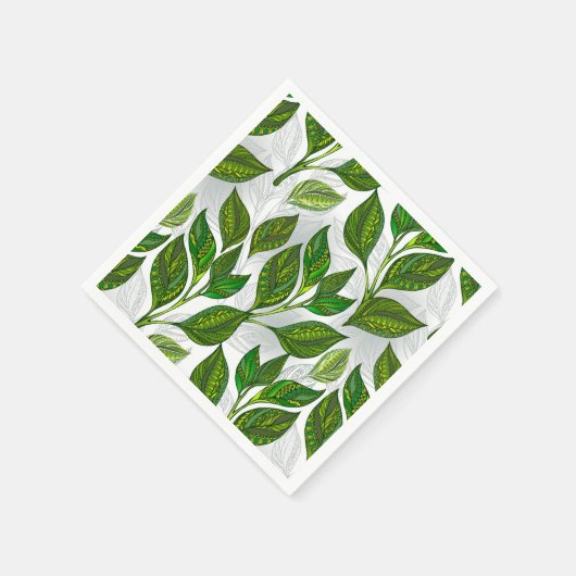 Seamless Pattern with Green Tea Leaves Serviette (Ecke)