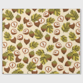 Seamless pattern with hazelnut leaves and acorns. geschenkpapier (Flach)