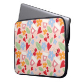 seamless pattern with hearts,  flowers and cherrie laptopschutzhülle (Vorderseite Links)