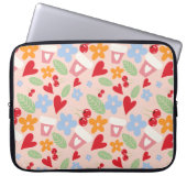 seamless pattern with hearts,  flowers and cherrie laptopschutzhülle (Vorderseite)