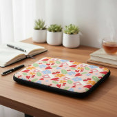 seamless pattern with hearts,  flowers and cherrie laptopschutzhülle