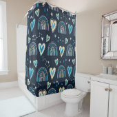Seamless pattern with hearts, rainbows and celesti duschvorhang (Beispiel)