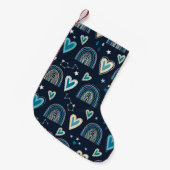 Seamless pattern with hearts, rainbows and celesti kleiner weihnachtsstrumpf (Vorderansicht (hängend))