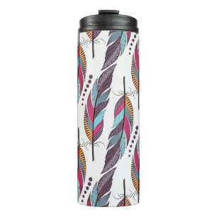 Seamless pattern with large colored feathers and d thermosbecher