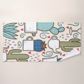 Seamless pattern with llama, cactus hand drawn des badehandtuch (Badehandtuch)