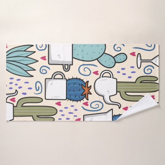 Seamless pattern with llama, cactus hand drawn des badehandtuch (Badehandtuch)