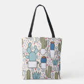 Seamless pattern with llama, cactus hand drawn des tasche (Rückseite)