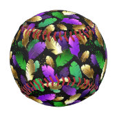 Seamless Pattern with Mardi Gras feathers Baseball (Rückseite)
