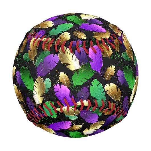Seamless Pattern with Mardi Gras feathers Baseball (Rückseite)