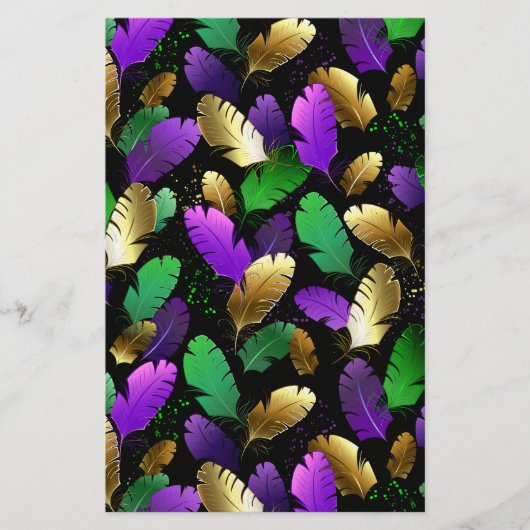 Seamless Pattern with Mardi Gras feathers Briefpapier (Vorderseite)