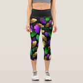 Seamless Pattern with Mardi Gras feathers Capri Leggings (Vorderseite)