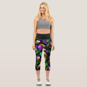 Seamless Pattern with Mardi Gras feathers Capri Leggings (Vorderseite)