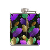 Seamless Pattern with Mardi Gras feathers Flachmann (Rückseite)