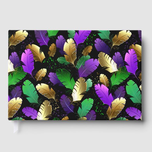 Seamless Pattern with Mardi Gras feathers Gästebuch (Vorderseite)
