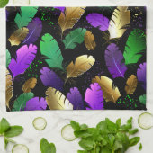 Seamless Pattern with Mardi Gras feathers Geschirrtuch (Gefaltet)
