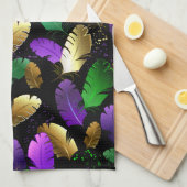 Seamless Pattern with Mardi Gras feathers Geschirrtuch (Viertel Falte)