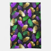 Seamless Pattern with Mardi Gras feathers Geschirrtuch (Vertikal)