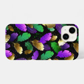 Seamless Pattern with Mardi Gras feathers iPhone Hülle (Rückseite (Horizontal))