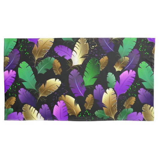 Seamless Pattern with Mardi Gras feathers Kissenbezug (Vorderseite-Links)