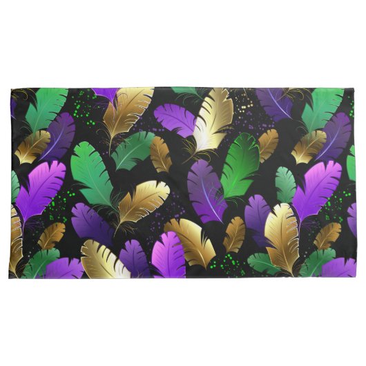 Seamless Pattern with Mardi Gras feathers Kissenbezug (Vorderseite-Rechts)
