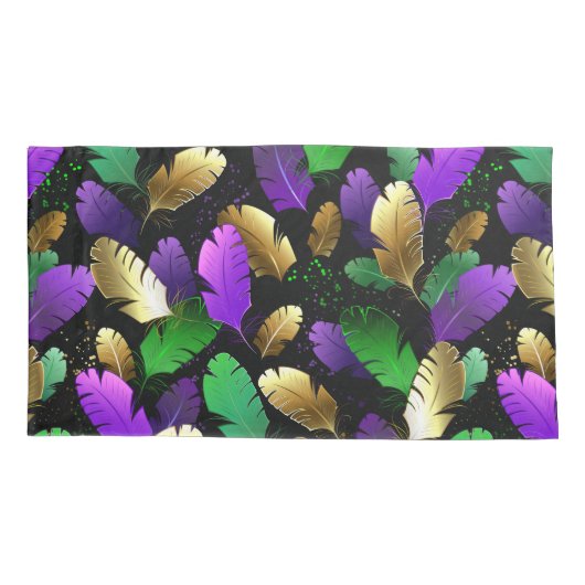 Seamless Pattern with Mardi Gras feathers Kissenbezug (Rückseite)