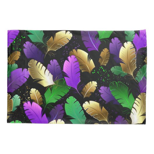 Seamless Pattern with Mardi Gras feathers Kissenbezug (Rückseite-Links)