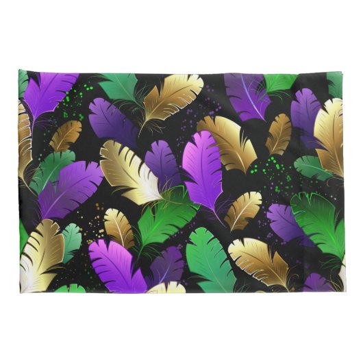 Seamless Pattern with Mardi Gras feathers Kissenbezug (Rückseite-Rechts)