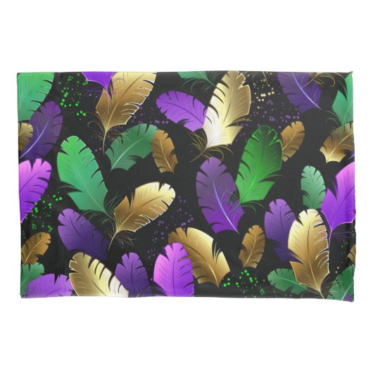 Seamless Pattern with Mardi Gras feathers Kissenbezug (Vorderseite)