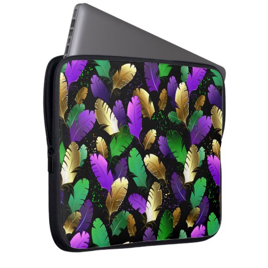 Seamless Pattern with Mardi Gras feathers Laptopschutzhülle (Vorne Rechts)