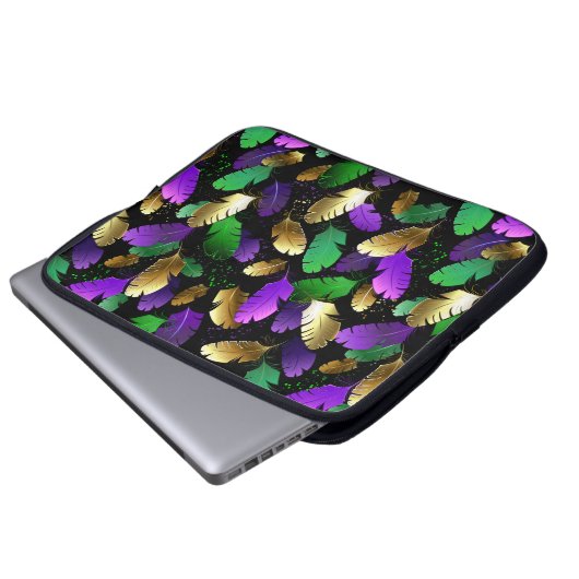 Seamless Pattern with Mardi Gras feathers Laptopschutzhülle (Vorne Knopf)