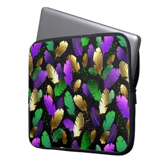 Seamless Pattern with Mardi Gras feathers Laptopschutzhülle (Vorderseite Links)