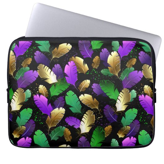 Seamless Pattern with Mardi Gras feathers Laptopschutzhülle (Vorderseite)