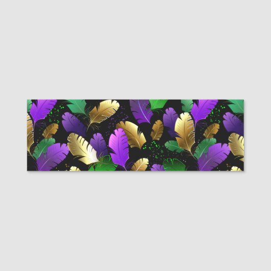 Seamless Pattern with Mardi Gras feathers Namensschild (Vorderseite)