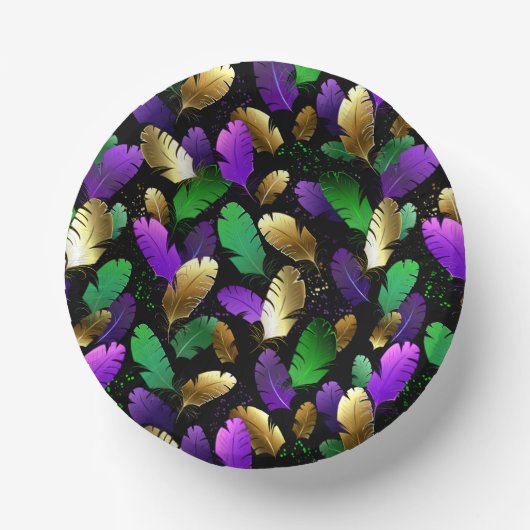 Seamless Pattern with Mardi Gras feathers Pappteller (Vorderseite)